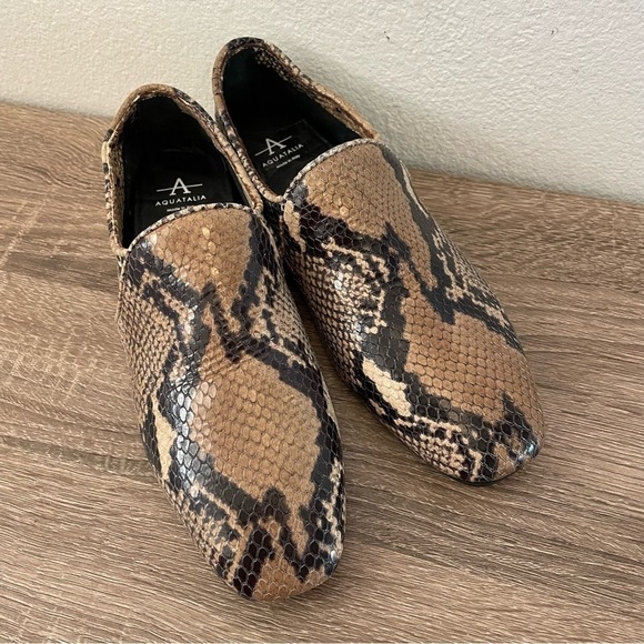 Aquatalia Revy Snake-Embossed Leather Loafers, Size 6.5 - Picture 3 of 7
